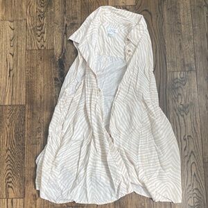 Elegant Beige Striped Button Down Shirt